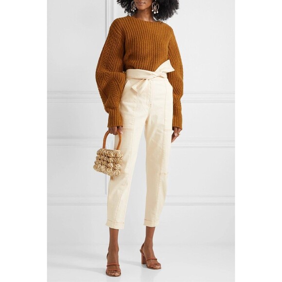 Ulla Johnson Storm Tie Waist Tapered Jeans in Color Blanc Size 4 MSRP $395